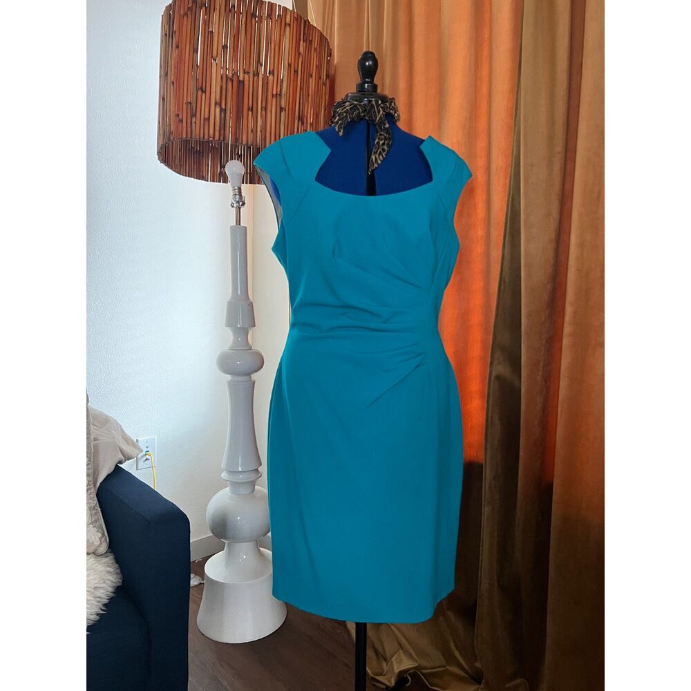NWT Calvin Klein Turquoise Polyester Blend Sheath Dress Size 12 , MSRP $134